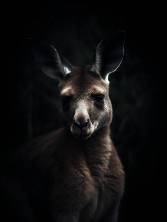Portrait of a kangaroo on a dark background. Animalの素材