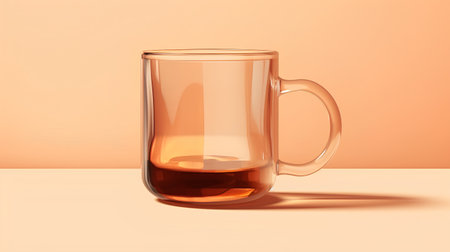 Empty beer glass on orange background. 3d render. Mock upの素材