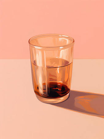 Glass of whiskey on a colored background. 3d rendering, 3d illustration.の素材