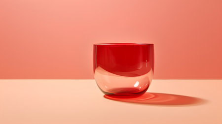 Empty glass on a red background. 3d rendering, mock upの素材