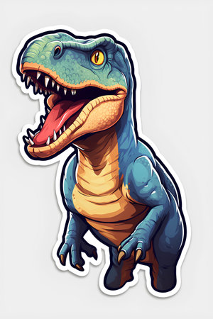 Tyrannosaurus dinosaur sticker. Vector illustration of a dinosaur.の素材