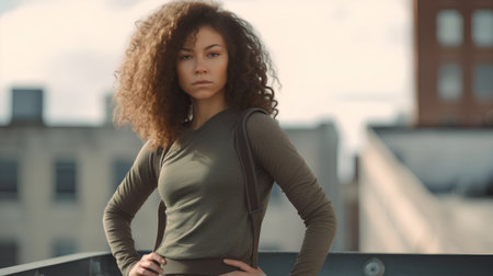 Portrait of a beautiful young african american woman with curly hairの素材