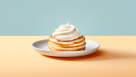Pancakes with sour cream on a plate, 3d renderの素材