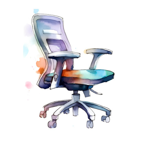 Watercolor office chair. Hand drawn illustration isolated on white background.の素材