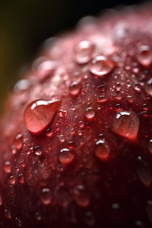 Water drops on a red rose petal. Shallow DOF.の素材