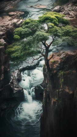 Beautiful view of a waterfall in Sri Lanka. Toned.の素材