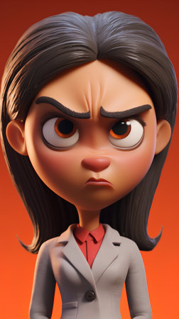 Angry Business Woman - 3D Illustration of a Business Womanの素材
