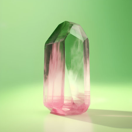 Natural gemstone on a green background. 3d render illustration.の素材