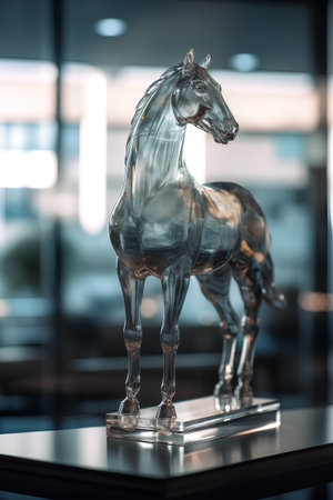 3D rendering of a horse statue in a museum in London, UKの素材