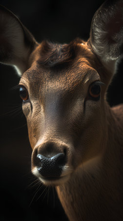Portrait of a deer looking at the camera, close-upの素材