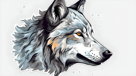 Portrait of a wolf. Vector illustration. Hand-drawn.の素材