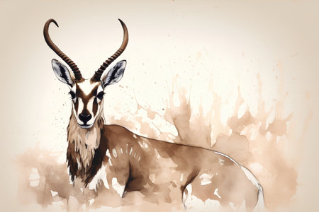 Watercolor illustration of a wild gazelle. Hand-drawn sketch.の素材