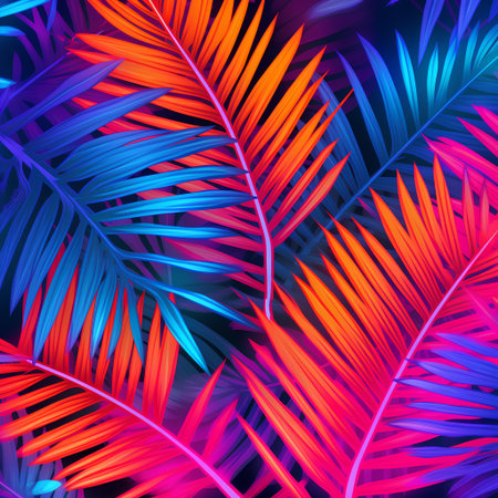 Seamless pattern with tropical palm leaves. Vector illustration for your designの素材