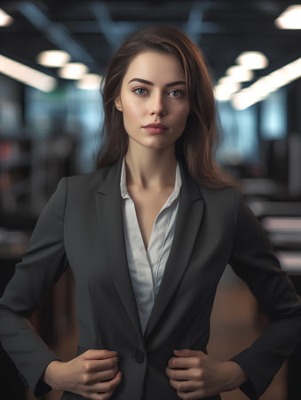 Portrait of a beautiful business woman in a suit. Business concept.の素材