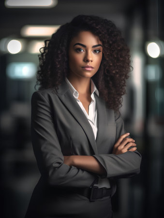 Portrait of an african american businesswoman with arms crossedの素材
