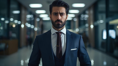 Portrait of a handsome bearded businessman in a suit. Men's beauty, fashion.の素材