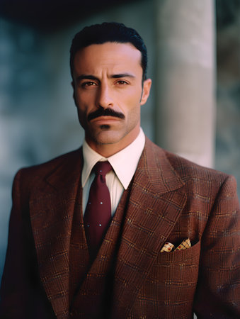 Portrait of a handsome man in a classic suit. Men's beauty, fashion.の素材