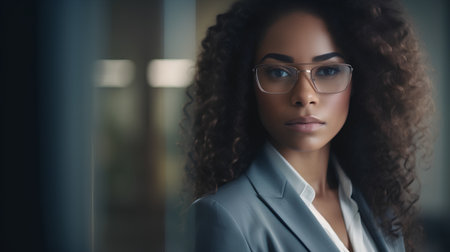 Portrait of a beautiful african american businesswoman wearing glassesの素材