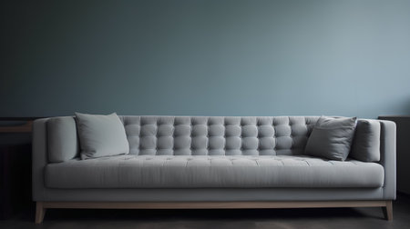 Interior of modern living room. Comfortable sofa with pillows. 3d renderの素材