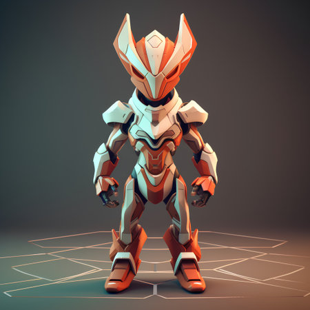 Futuristic robot. 3d render illustration isolated on dark backgroundの素材