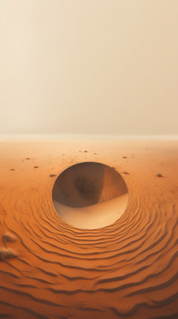 Desert with sand dunes and round hole. 3d renderの素材