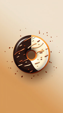 Realistic donut with chocolate glaze and sprinkles. Vector illustrationの素材