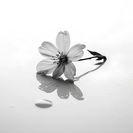 Beautiful flower on a white background. Black and white photo.の素材