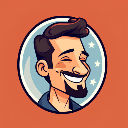 Hipster man face. Vector illustration in cartoon comic style.の素材