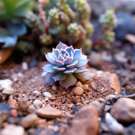 Succulent plant in the garden. Close-up. Selective focus.の素材