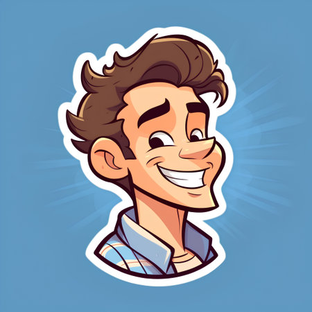 Handsome young man smiling. Vector illustration in cartoon style.の素材