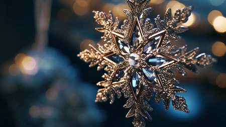 Beautiful snowflake on a dark background. Christmas and New Year concept.の素材