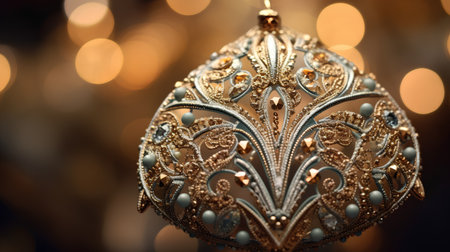 Christmas ornaments on bokeh background. New Year decoration.の素材