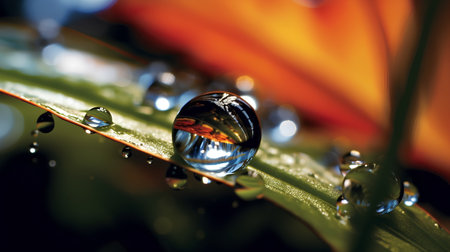 Water drops on a blade of grass. Shallow depth of field.の素材