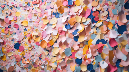 Colorful confetti background. Colorful paper confetti on wall.の素材