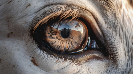 Eye of a white alpaca. Close-up shot.の素材
