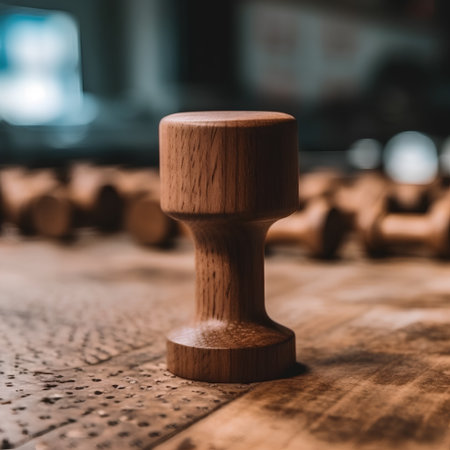 Wooden chess pieces on a wooden table, close-up viewの素材
