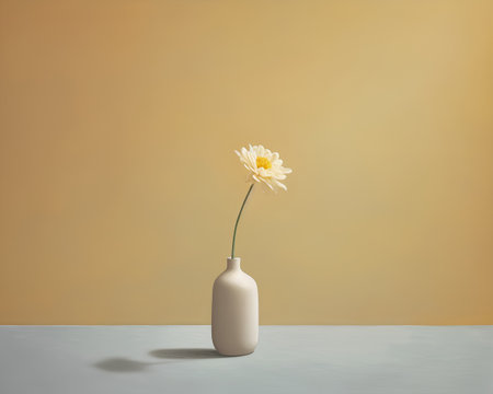 White flower in a vase on the table. 3d renderingの素材