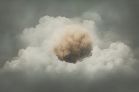 abstract image of a tree in the clouds on a gray backgroundの素材