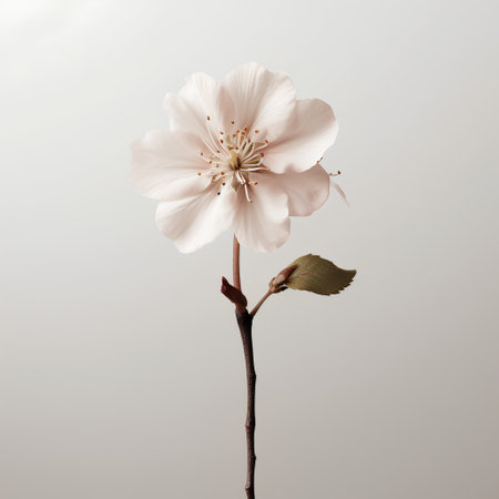 cherry blossom isolated on white background. minimalism style.の素材