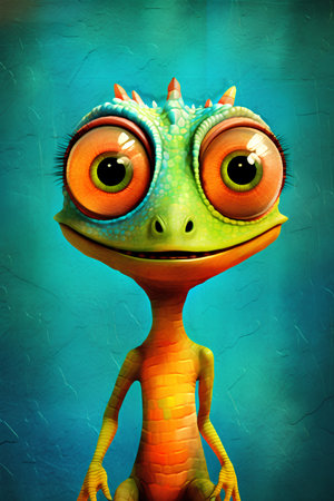 Funny cartoon frog on a textured background. 3d renderingの素材