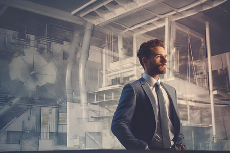 Portrait of a confident businessman standing in an office. Toned imageの素材