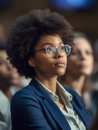 portrait of african american businesswoman in eyeglassesの素材