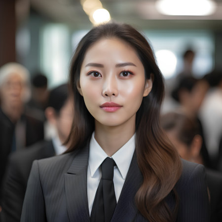 Portrait of a young business woman in the office, asianの素材