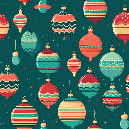 Seamless pattern with Christmas baubles. Vector illustration.の素材