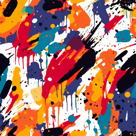 Seamless pattern with colorful splashes and blots. Vector illustration.の素材