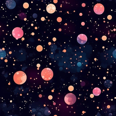 Seamless pattern with colorful circles and stars. Vector illustration.の素材