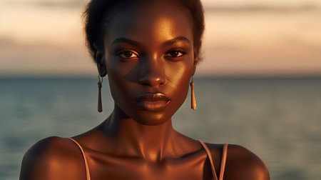 Portrait of a beautiful african american woman. 3d renderの素材