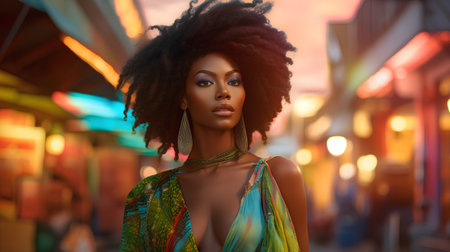 3d rendering of a beautiful african american woman with afro hairstyleの素材