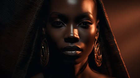 Fashion portrait of beautiful african american woman with creative makeupの素材
