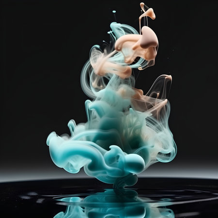 Colorful ink in water on black background. Abstract color background.の素材